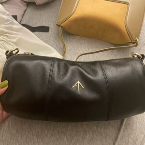 NWT MANU Atelier Cylinder Shoulder Bag - Black Calf Leather